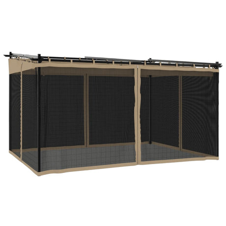 Tonnelle Vidaxx avec parois latérales en maille 4x3 m acier taupe