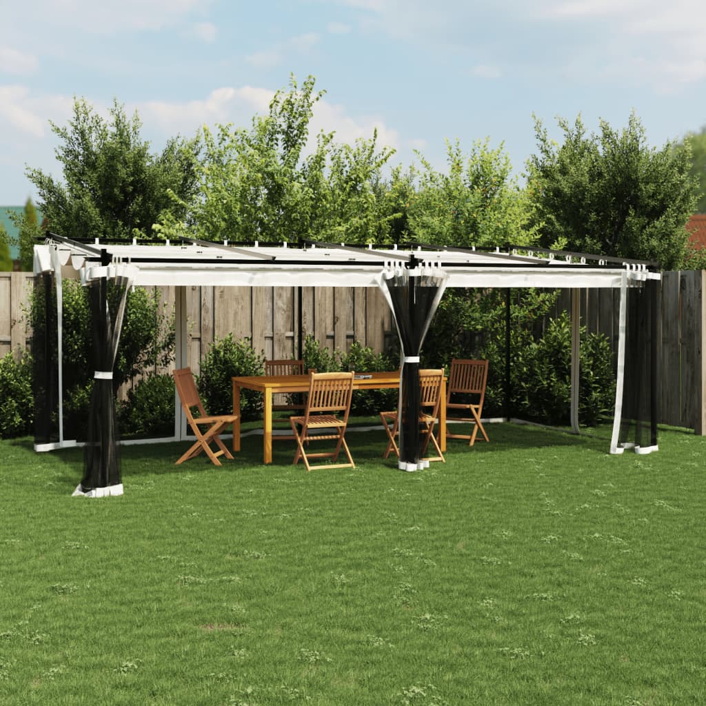 Vidaxl Arbor con pareti laterali di mesh 6x3 m crema in acciaio