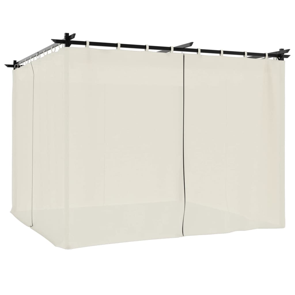 Vidaxl arbor with curtains 3x3 m steel cream -colored