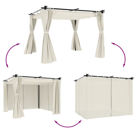 Gazebo Vidaxx avec rideaux 3x3 m acier couleur crème