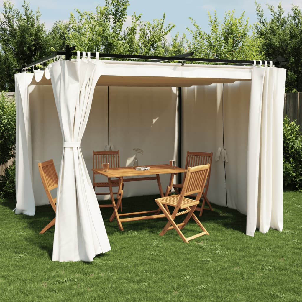 Arbor vidaxl avec rideaux 3x3 m crème en acier -colore