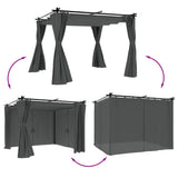 Vidaxl arbor with curtains 3x3 m steel anthracite -colored