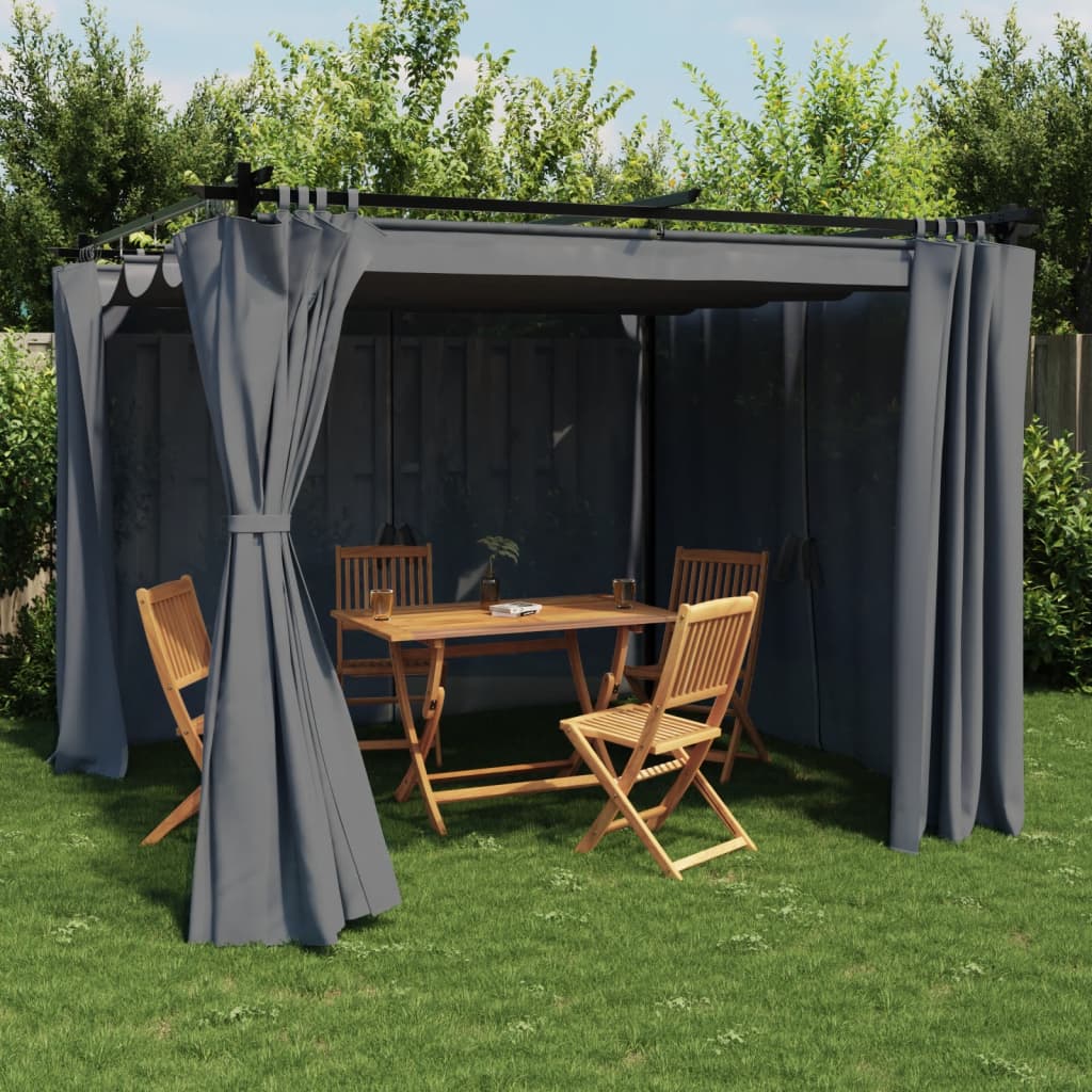 Gazebo Vidaxx avec rideaux 3x3 m acier anthracite