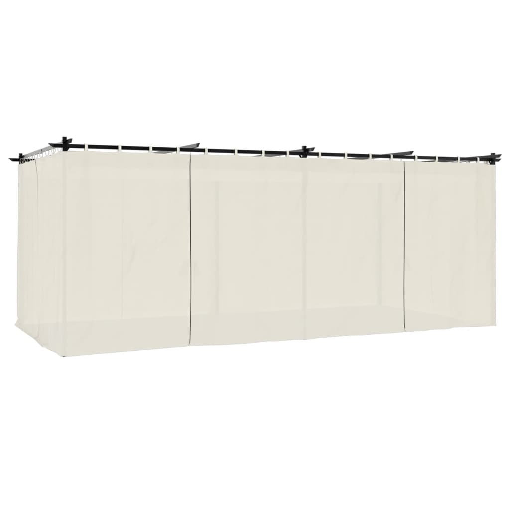 Vidaxl Arbor avec rideaux 6x3 m crème en acier -colore