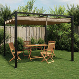 Tonnelle Vidaxx avec toit rétractable 3x3 m acier taupe