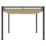 Arbor vidaxl avec toit extensible 3x3 m taupe en acier