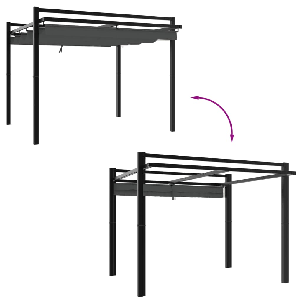 Vidaxl Arbor con tetto estesibile 3x3 m in alluminio antracite -colorato