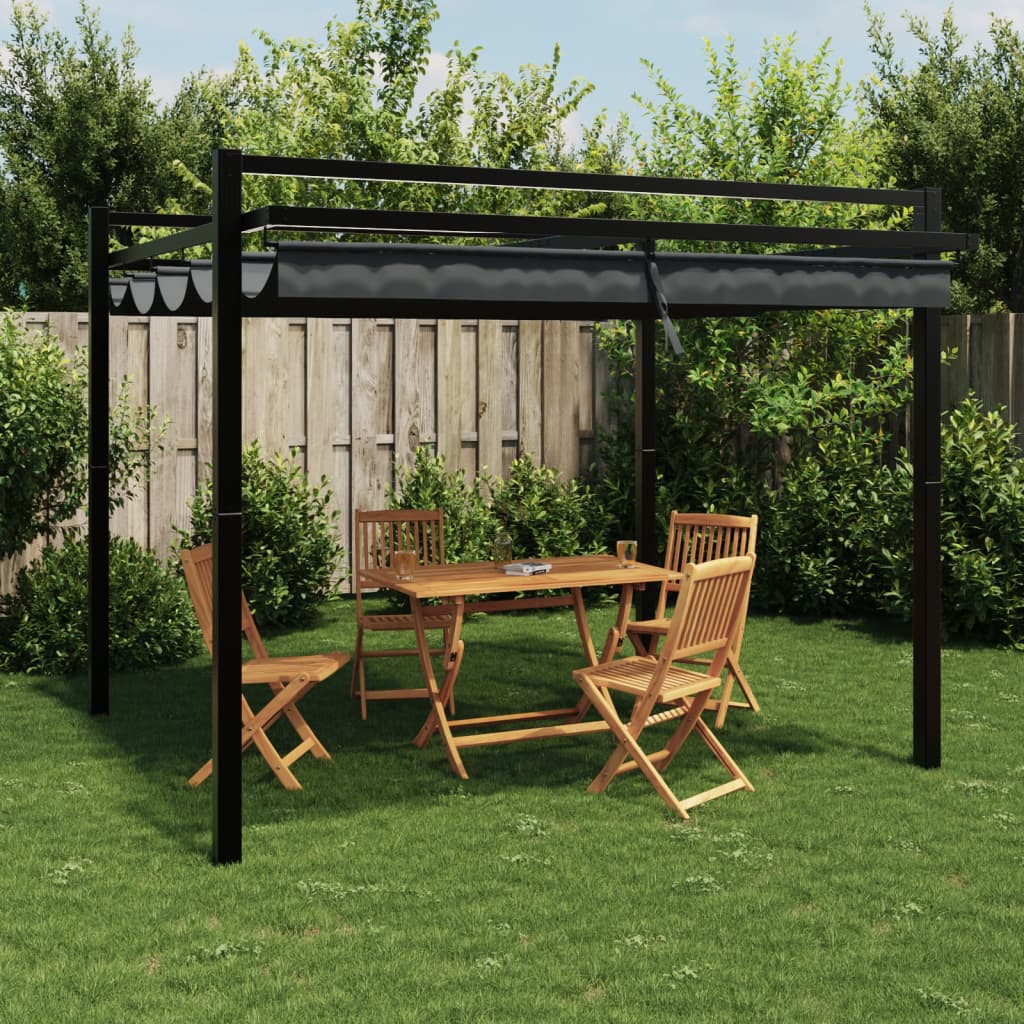 Arbor Vidaxl con techo extensible 3x3 m de aluminio antracita