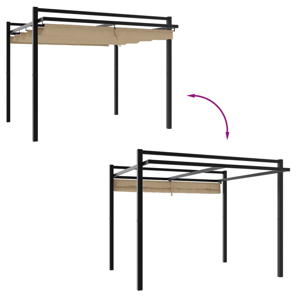 Vidaxl Arbor med udvideligt tag 3x3 m aluminium taupe