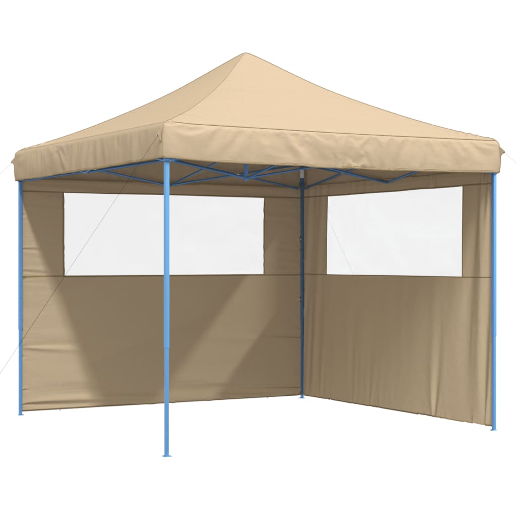 Vidaxl PartyTent sammenleggbar pop-up med 2 sidevegger beige