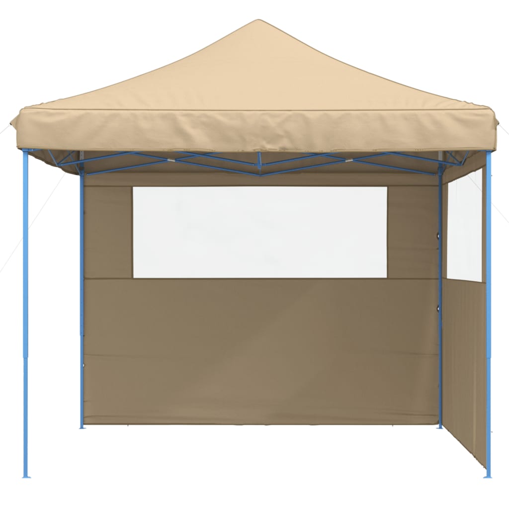 Vidaxl PartyTent sammenleggbar pop-up med 2 sidevegger beige