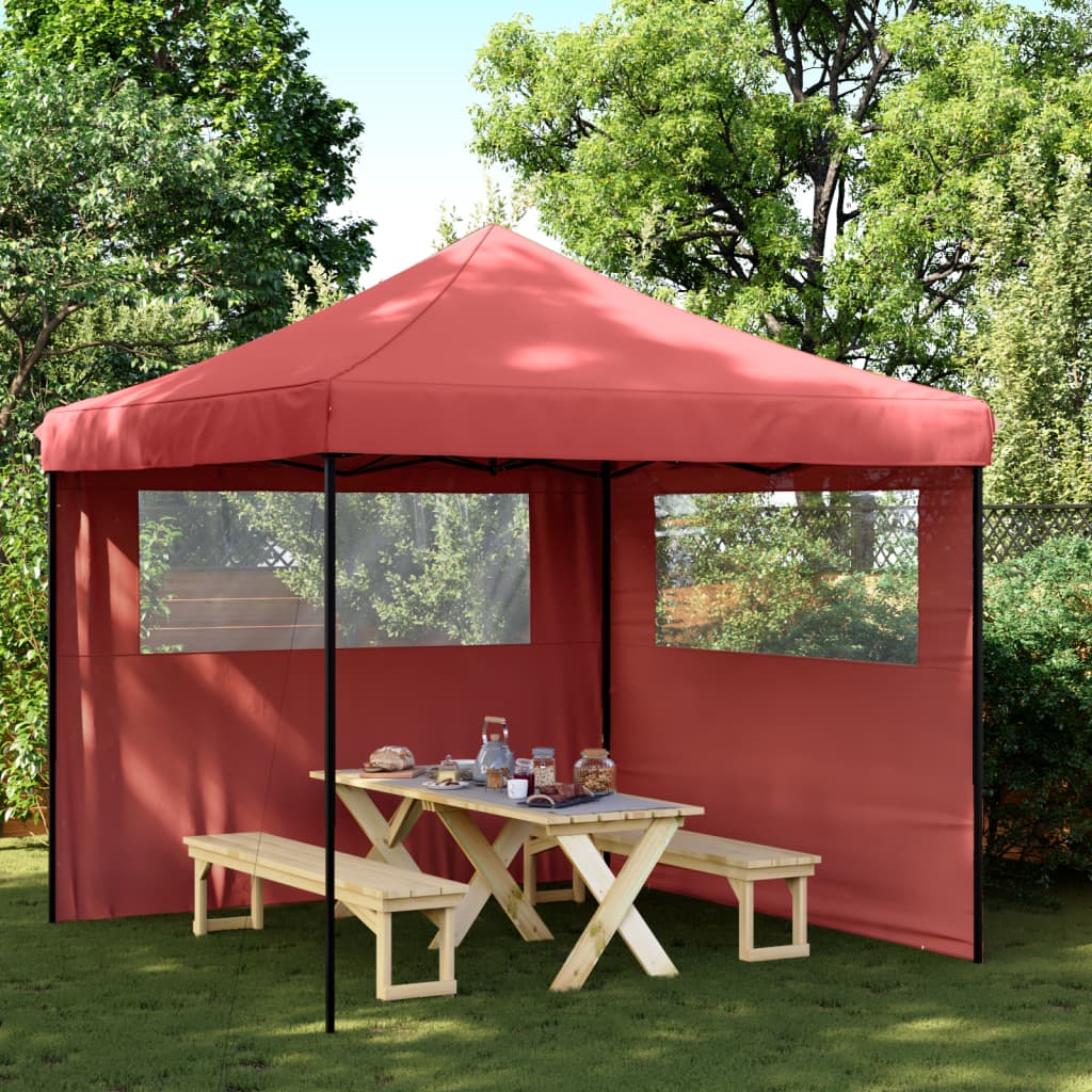Tente de fête pop-up pliable Vidaxx avec 2 parois latérales en rouge bordeaux