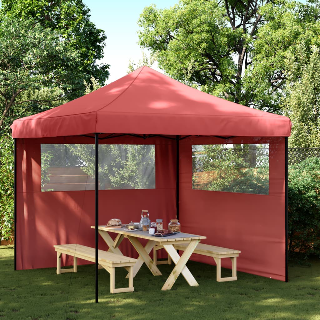 Vidaxl Partytent zložljivo pojavno okno z 2 stranskimi stenami Bordeaux Red