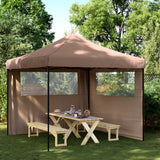 Tente de fête pop-up pliable Vidaxx avec 2 parois latérales marron