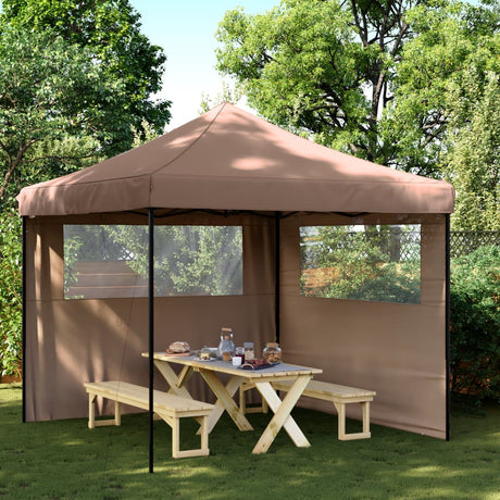 Tente de fête pop-up pliable Vidaxx avec 2 parois latérales marron