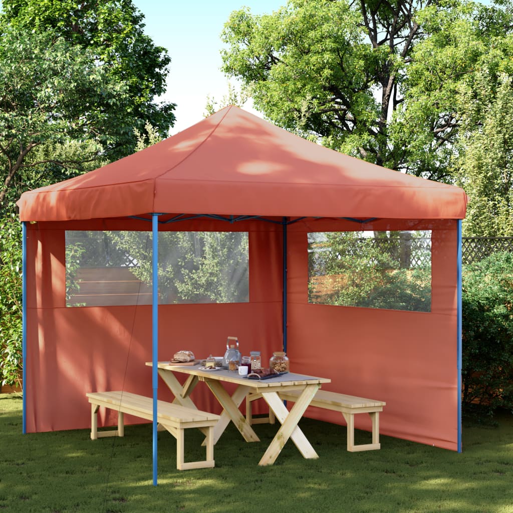Tente de fête pop-up pliable Vidaxx avec 2 parois latérales, couleur terre cuite
