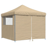 Tente de fête pop-up pliable Vidaxx avec 4 parois latérales beige