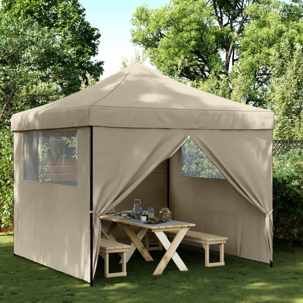 Vidaxl PartyTent foldbar pop-up med 4 sidoväggar taupe