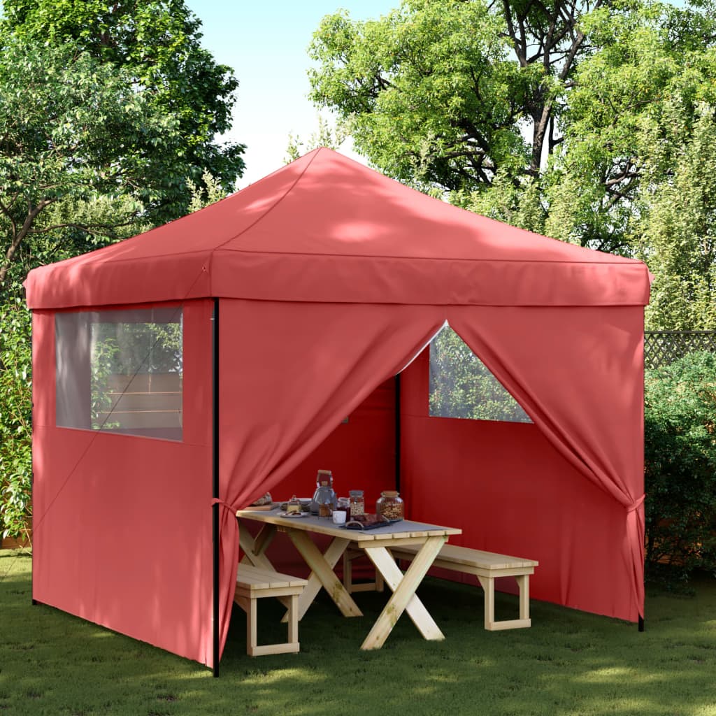 Vidaxl Partytent Foldable Pop-Up With 4 Side Walls Bordeaux Red