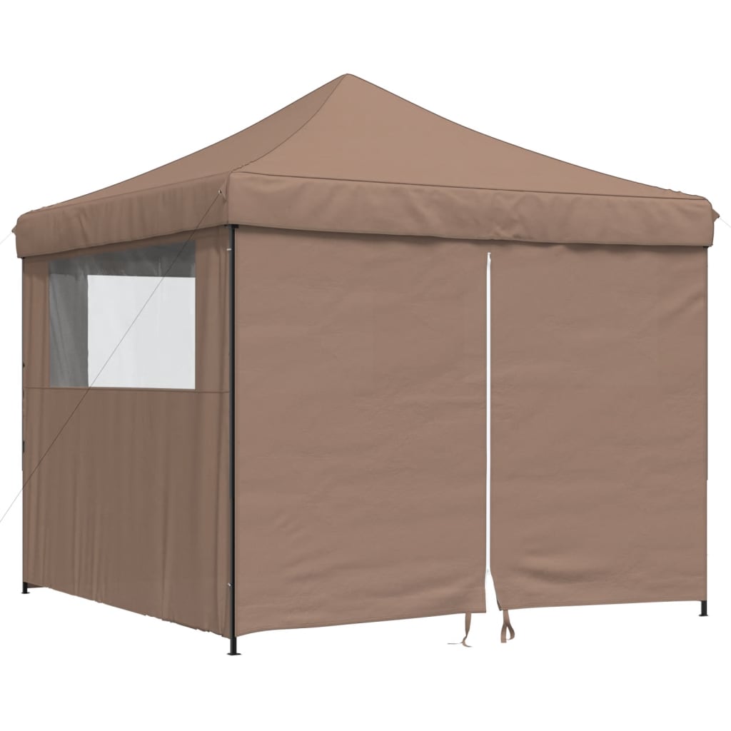 Vidaxl PartyTent sammenleggbar pop-up med 4 sidevegger brun