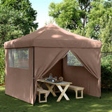 Tente de fête pop-up pliable Vidaxx avec 4 parois latérales marron