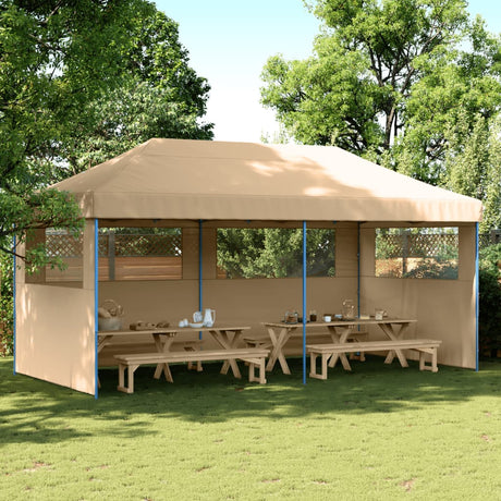 Tente de fête pop-up pliable Vidaxx avec 3 parois latérales beige