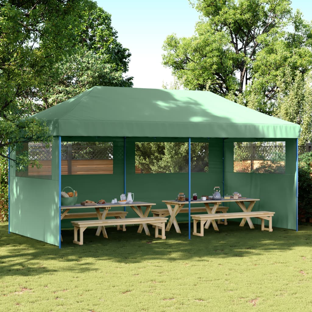 Vidaxl PartyTent Plegable plegable con 3 paredes laterales Verdes