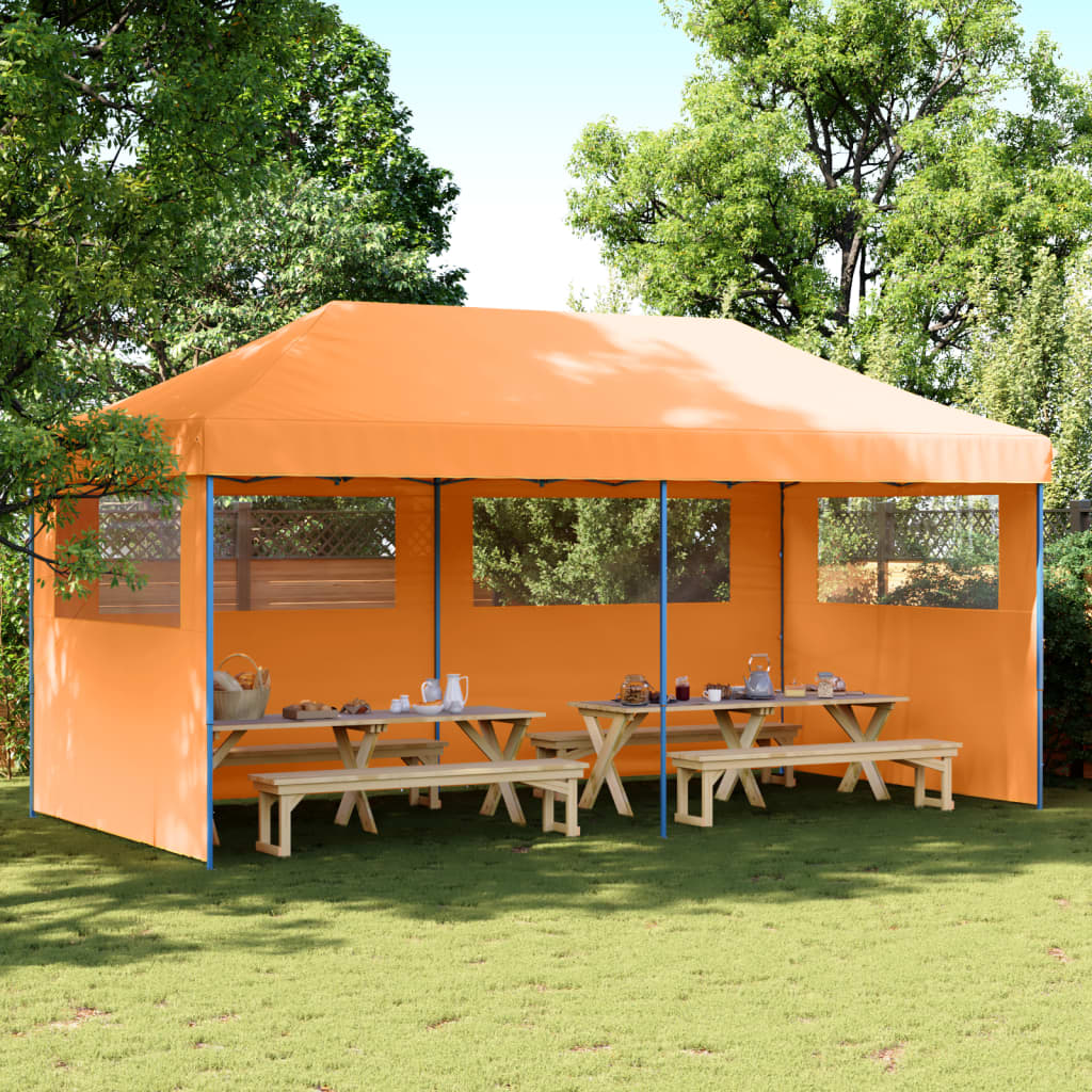 Vidaxl PartyTent sammenleggbar pop-up med 3 sidevegger oransje