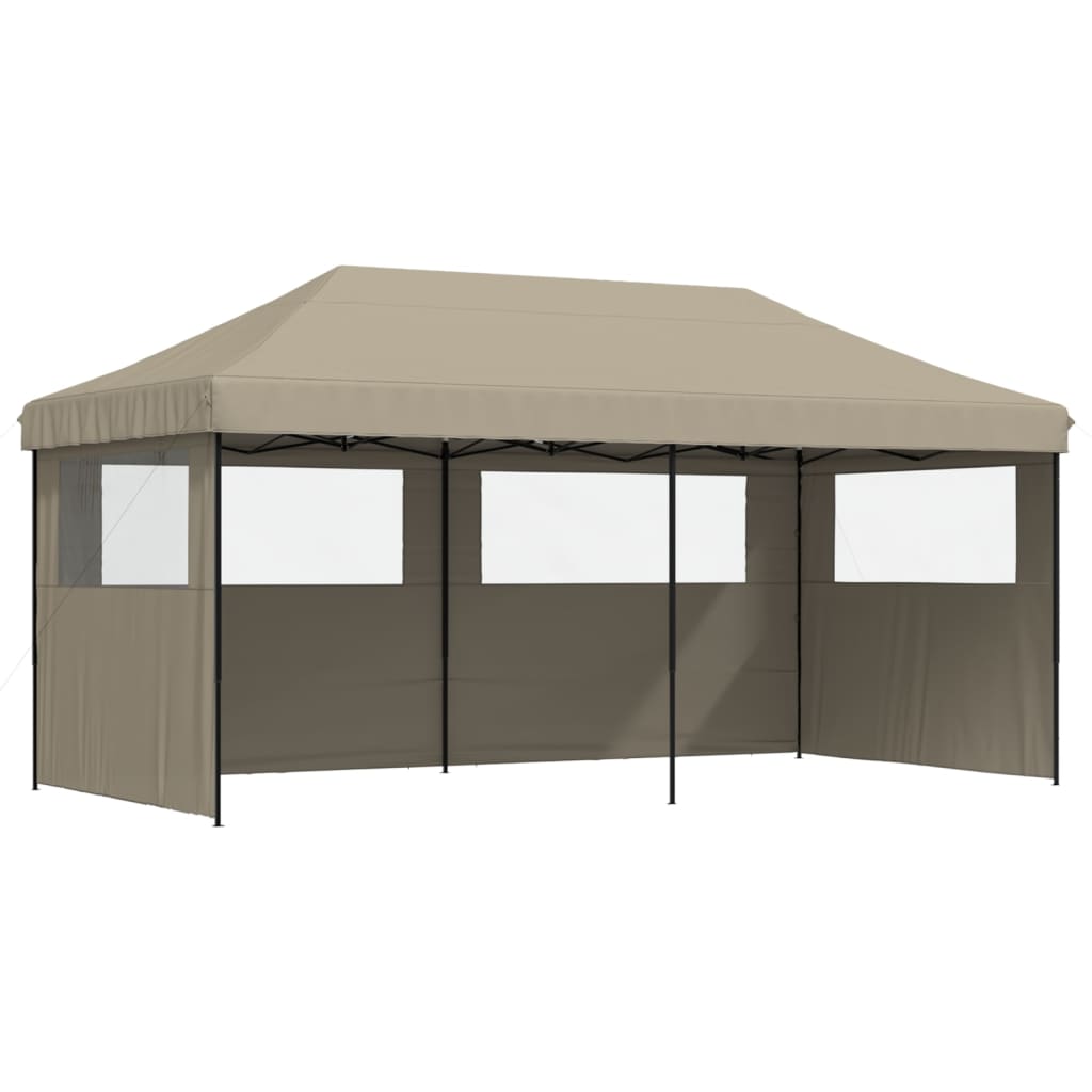 Vidaxl partytent inklapbaar pop-up met 3 zijwanden taupe