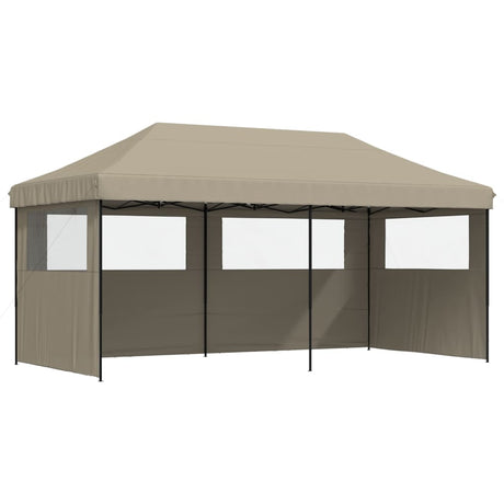 Tente de fête pop-up pliable Vidaxx avec 3 parois latérales taupe