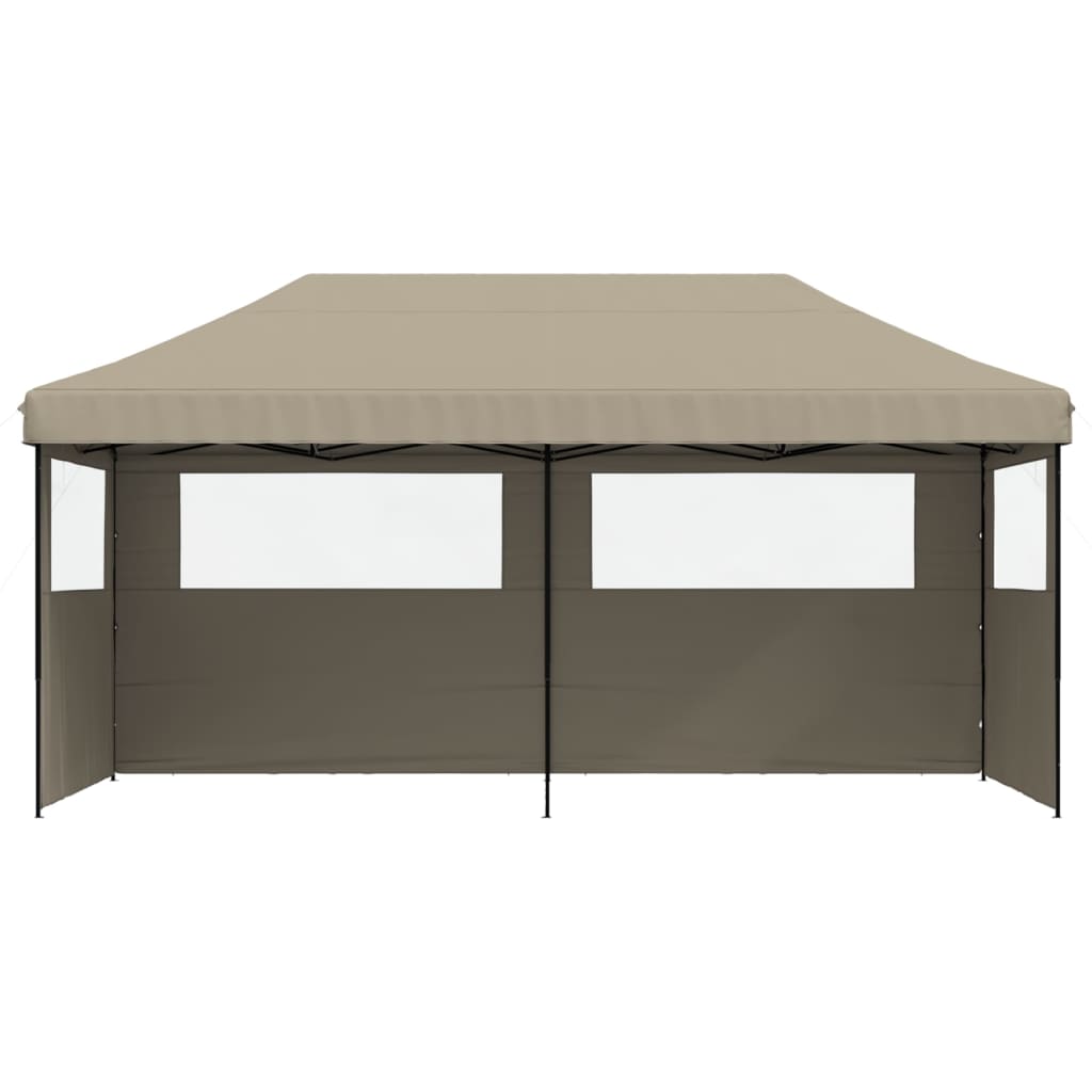 Vidaxl Partytent Foldable Pop-Up With 3 Side Walls Taupe