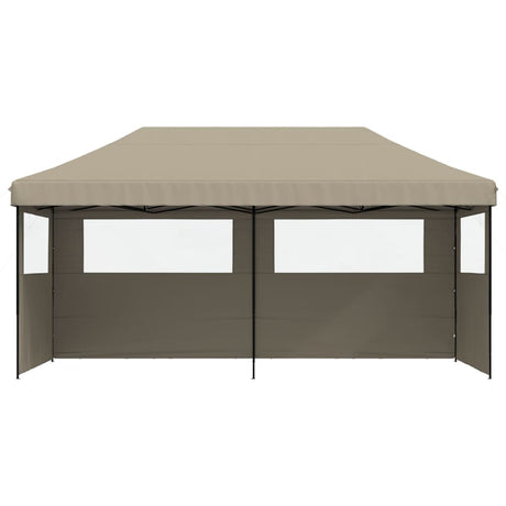 Tente de fête pop-up pliable Vidaxx avec 3 parois latérales taupe