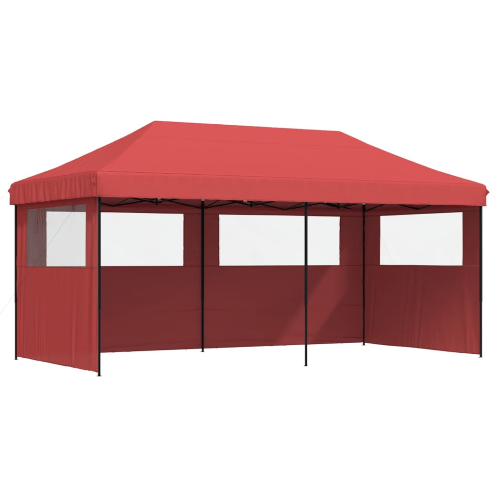 Vidaxl PartyTent fällbar pop-up med 3 sidoväggar Bordeaux Red