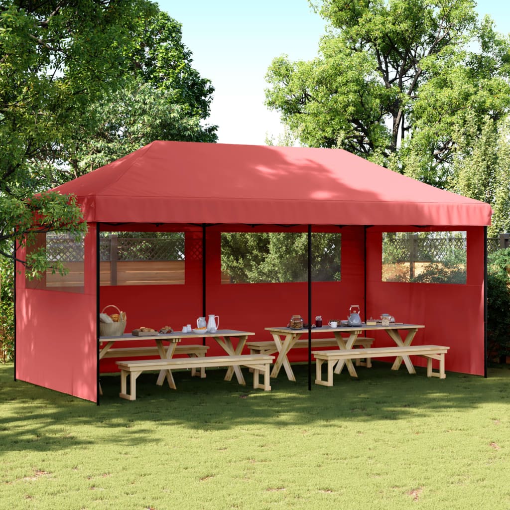 Vidaxl Partytent zložljivo pojavno okno s 3 stranskimi stenami Bordeaux Red