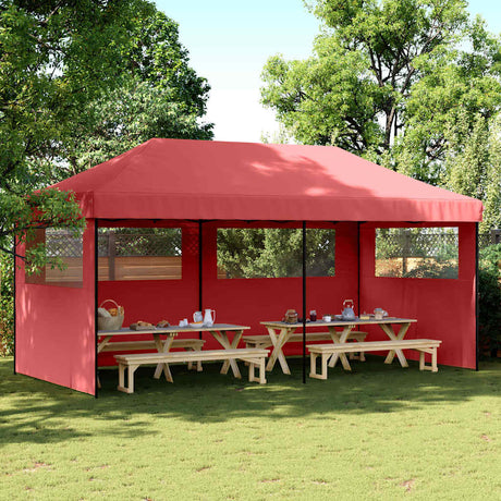 Tente de fête pop-up pliable Vidaxx avec 3 parois latérales en rouge bordeaux