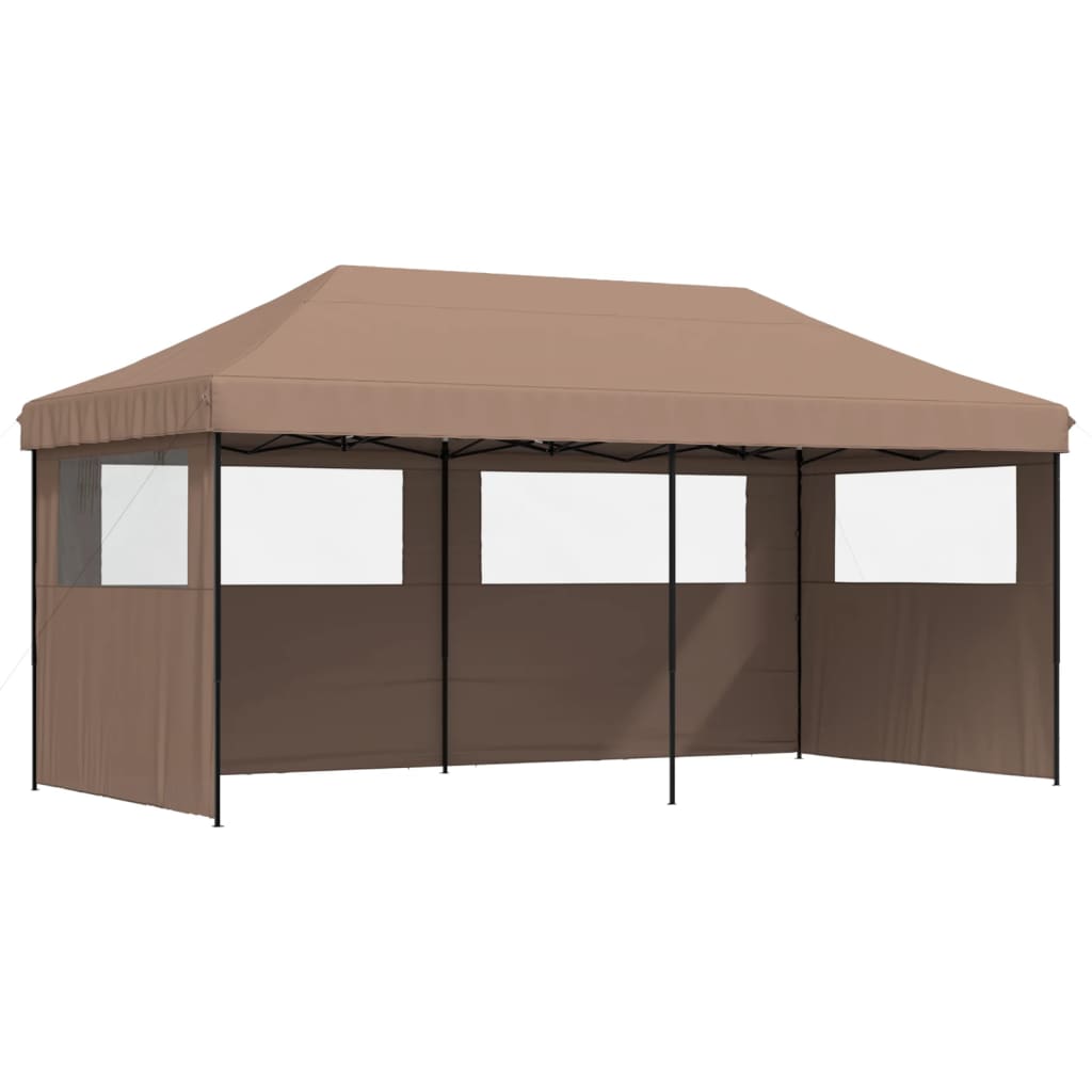 Tente de fête pop-up pliable Vidaxx avec 3 parois latérales marron