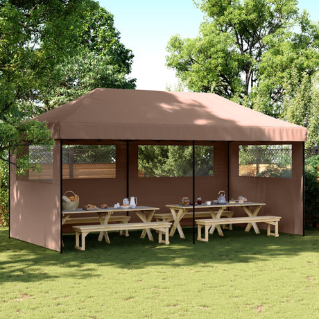 Tente de fête pop-up pliable Vidaxx avec 3 parois latérales marron
