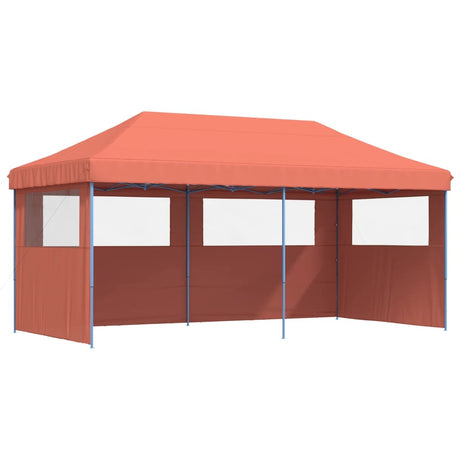 Tente de fête pop-up pliable Vidaxx avec 3 parois latérales, couleur terre cuite