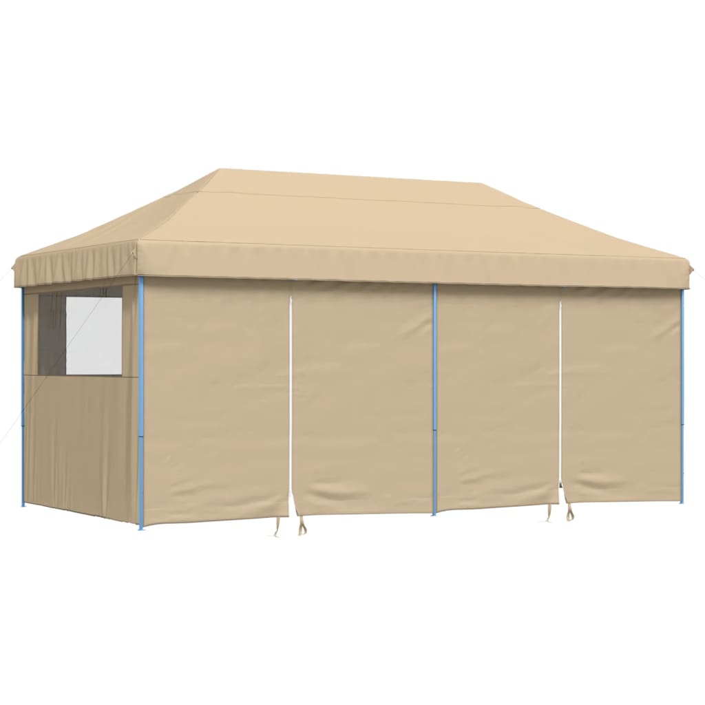 Vidaxl PartyTent sammenleggbar pop-up med 4 sidevegger beige