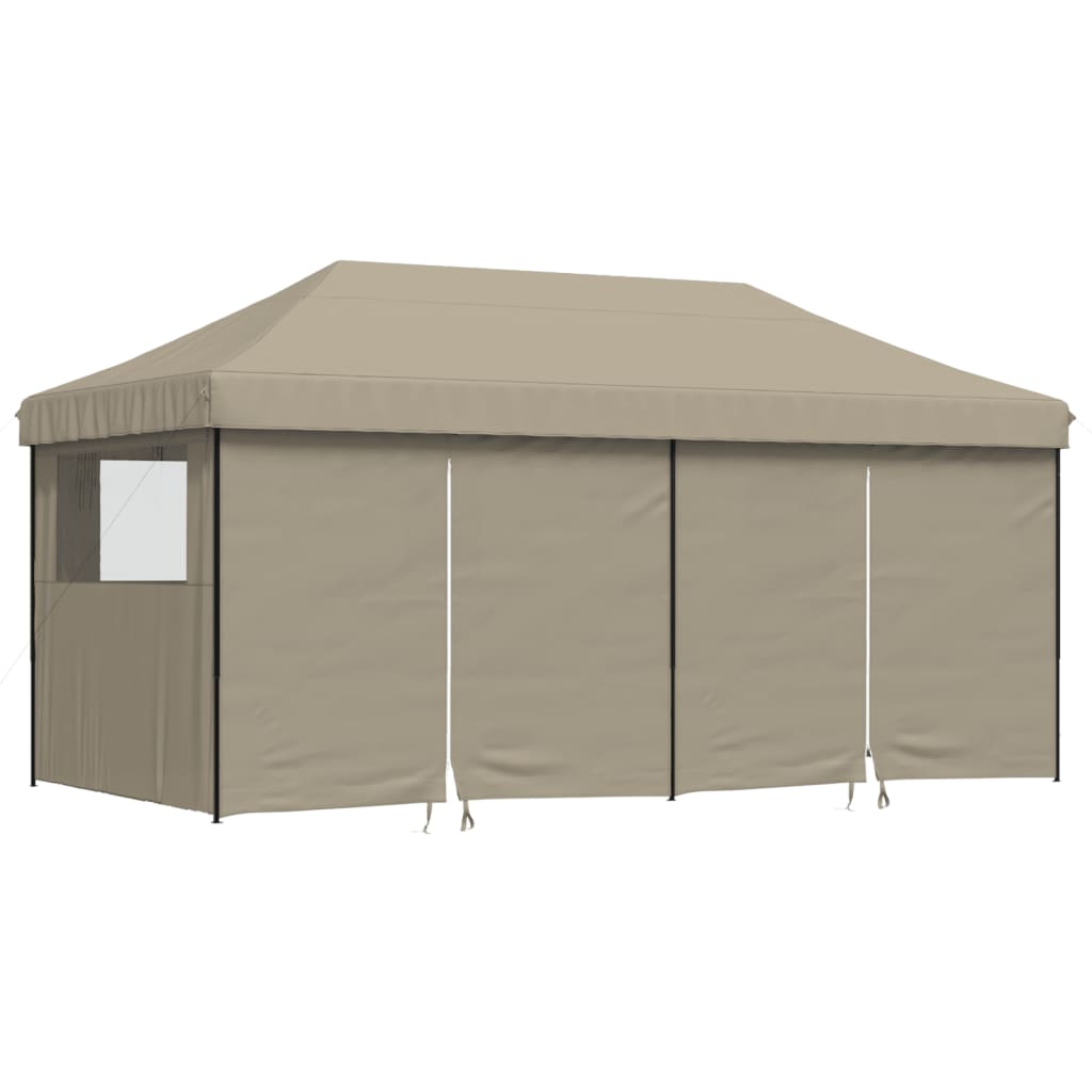 Vidaxl PartyTent foldbar pop-up med 4 sidoväggar taupe