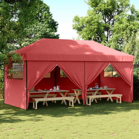 Tente de fête pop-up pliable Vidaxx avec 4 parois latérales en rouge bordeaux