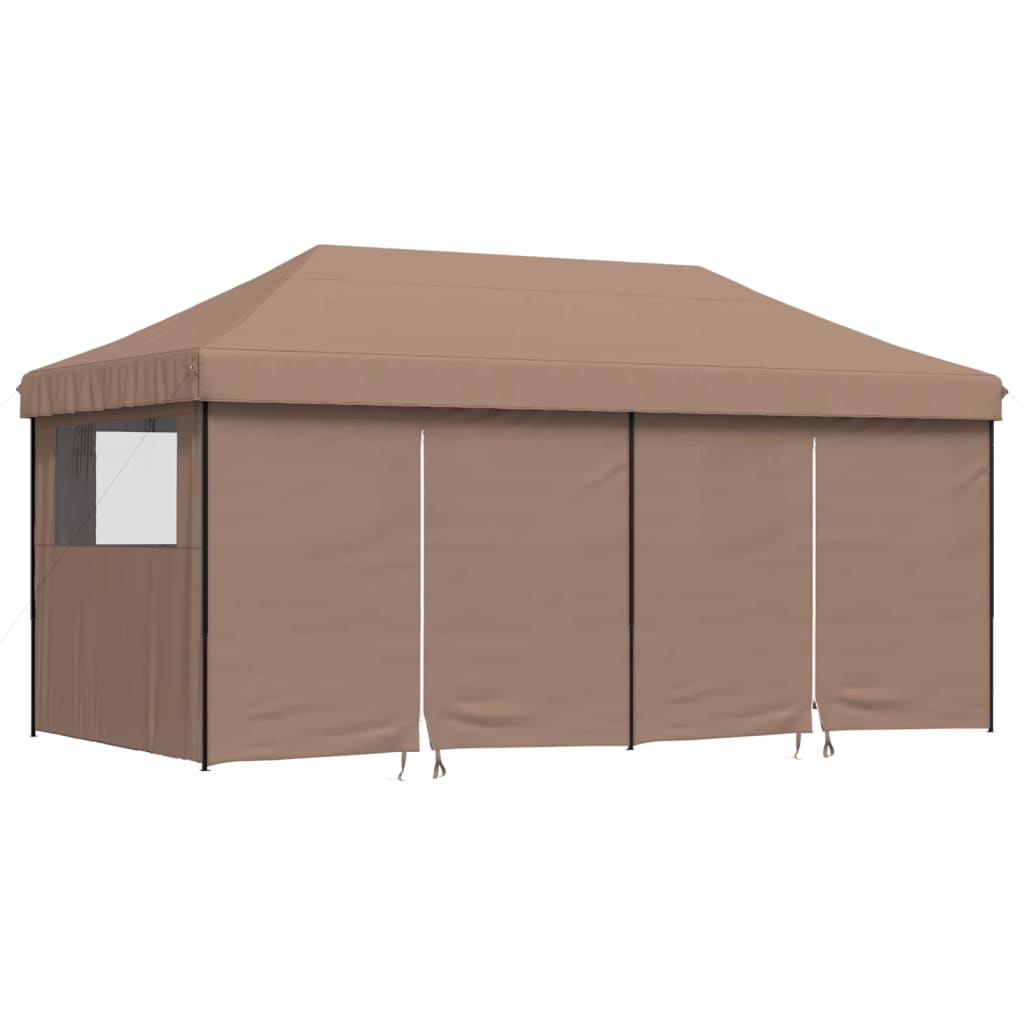 Vidaxl Partytent Foldable Pop-Up With 4 Side Walls Brown