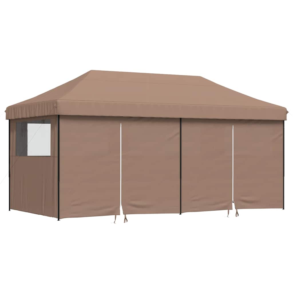 Tente de fête pop-up pliable Vidaxx avec 4 parois latérales marron
