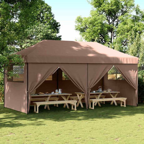 Tente de fête pop-up pliable Vidaxx avec 4 parois latérales marron