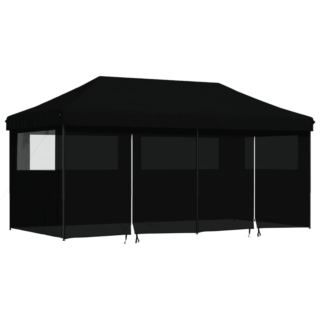 Vidaxl PartyTent Polonge pliable avec 4 murs latéraux noirs