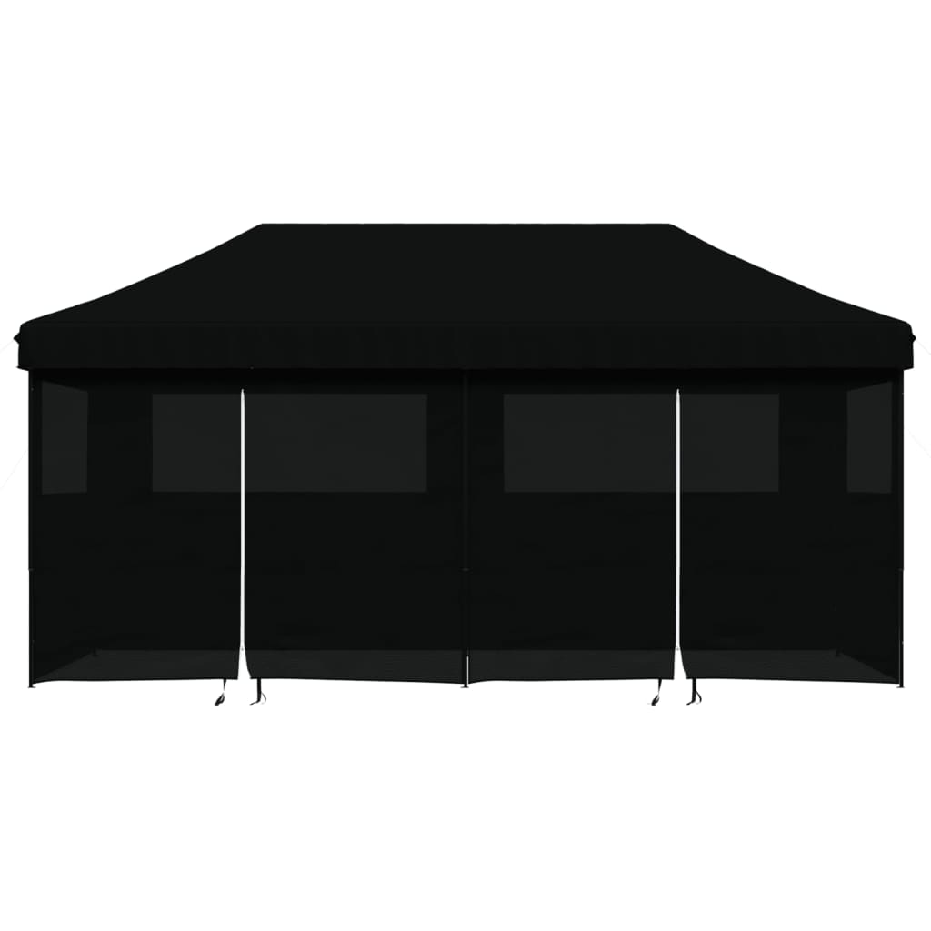 Vidaxl PartyTent sammenleggbar pop-up med 4 sidevegger svart