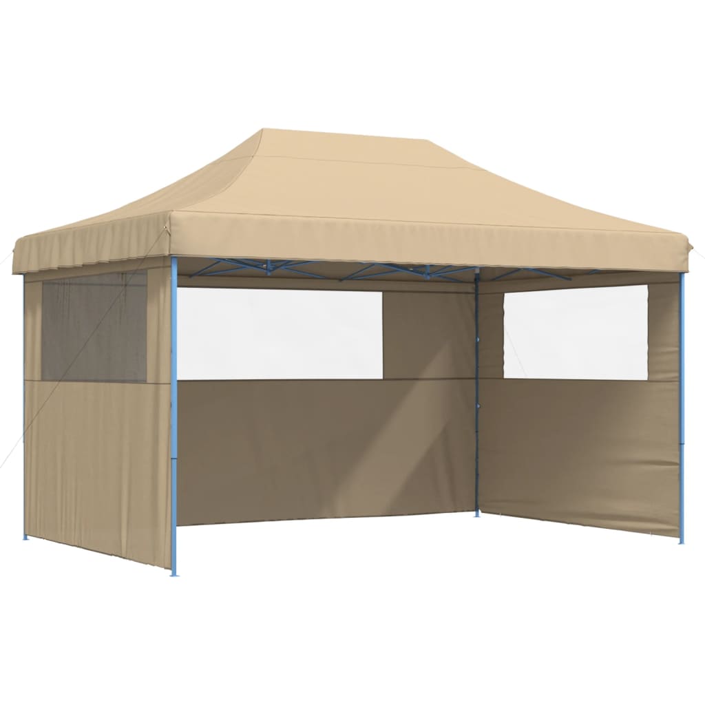 Tente de fête pop-up pliable Vidaxx avec 3 parois latérales beige
