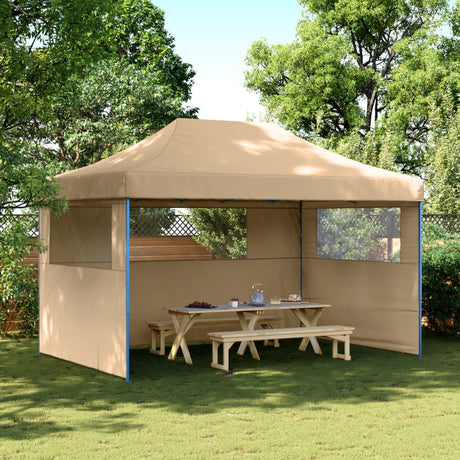 Tente de fête pop-up pliable Vidaxx avec 3 parois latérales beige
