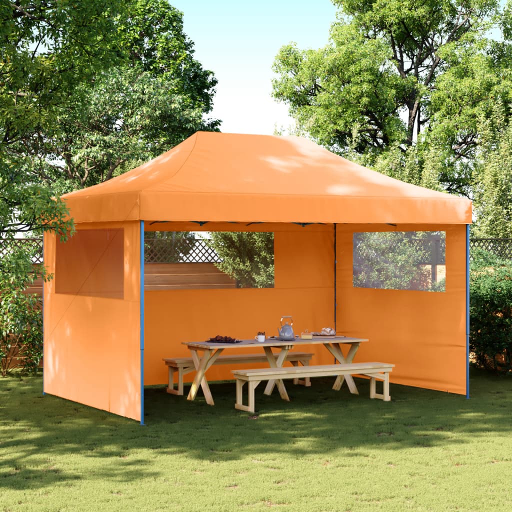 Vidaxl PartyTent sammenleggbar pop-up med 3 sidevegger oransje