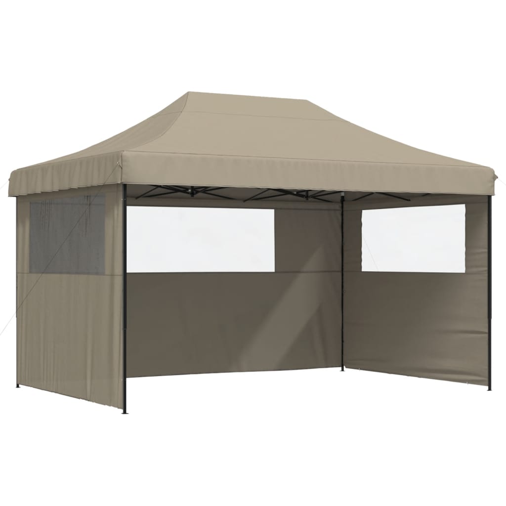 Tente de fête pop-up pliable Vidaxx avec 3 parois latérales taupe